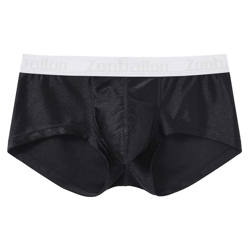 ZONBAILON Mens Support Underwear Bulge Enhancing Boxer Birefs Ice Silk Sexy Low Rise Trunk Underwear Black L/36-38" - Image 2